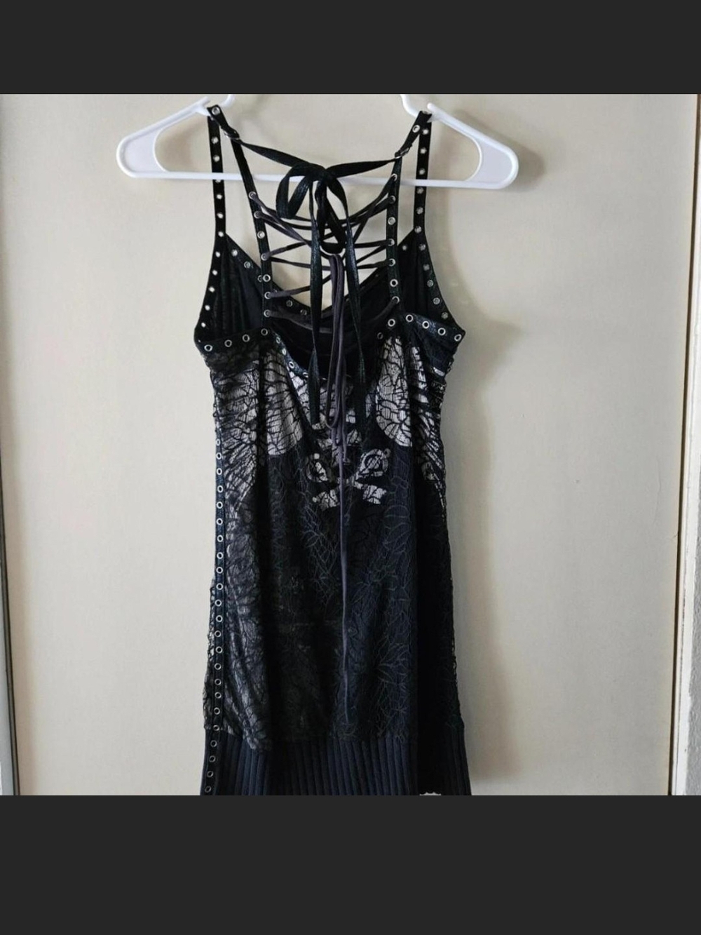 Salvage Lace Studded Lace Up Long Tanl/Mini Dress. S - Picture 2 of 5